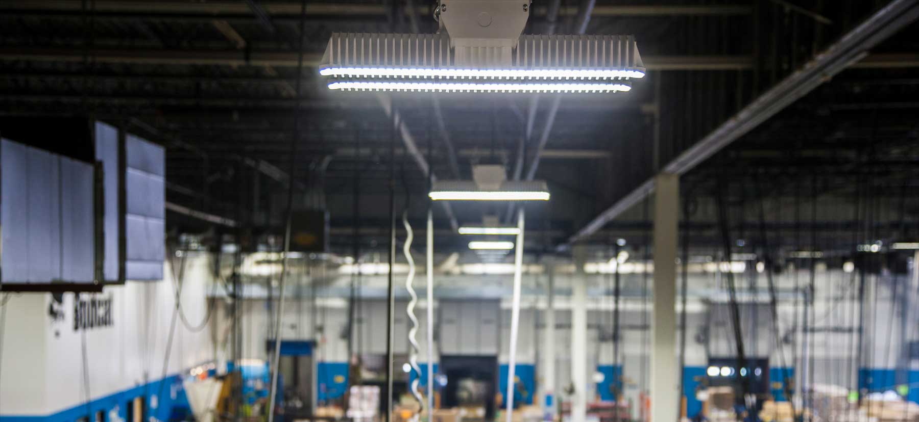 LED fixture in industrial setting 
